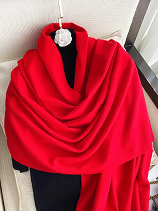 15 Colors Imitated Cashmere Solid Color Tasseled Scarf