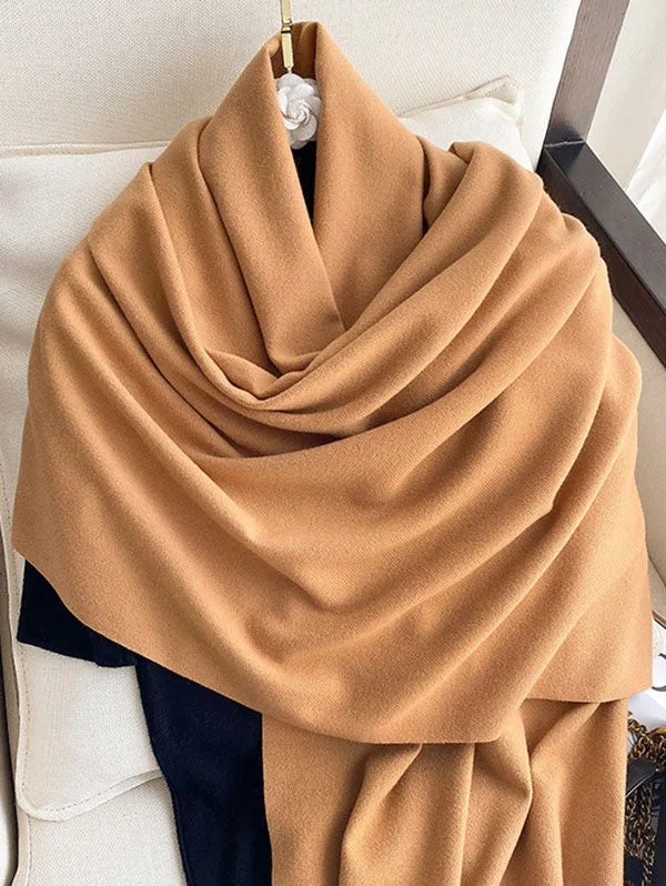 15 Colors Imitated Cashmere Solid Color Tasseled Scarf