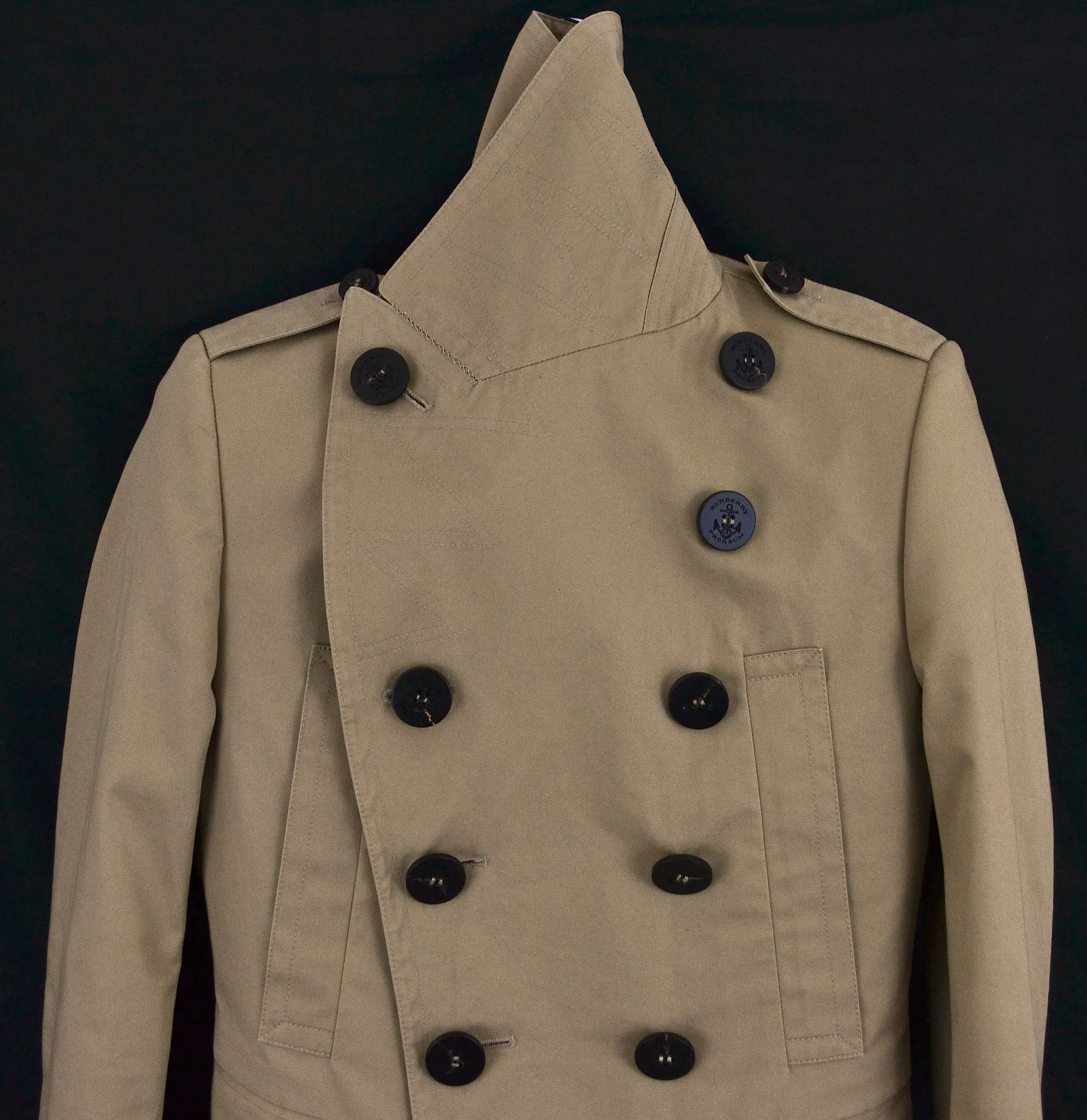 2011 Cotton Twill Military Peacoat with Metal Details