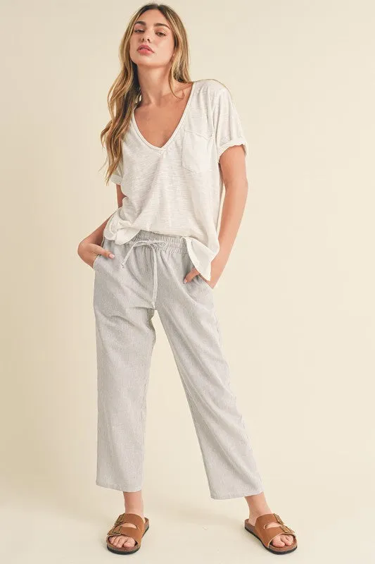 Aemi   Co Karina Striped Drawstring Linen Pants