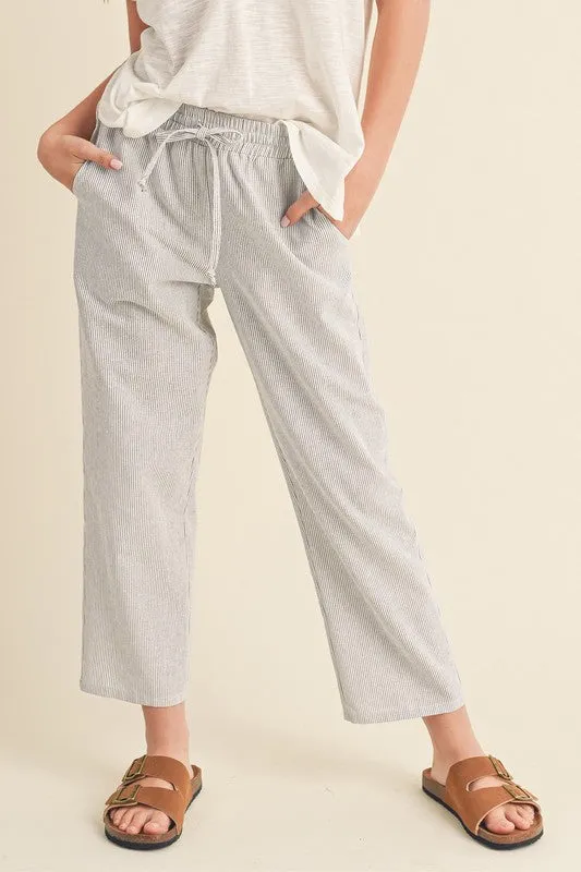 Aemi   Co Karina Striped Drawstring Linen Pants