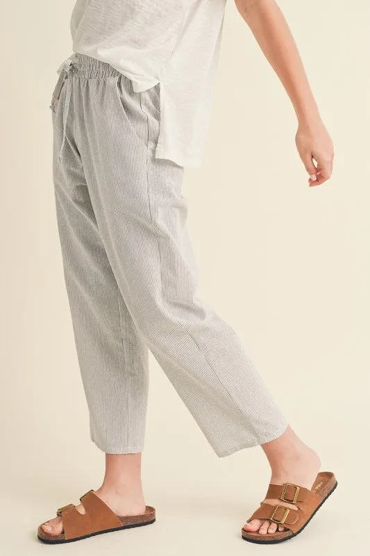 Aemi   Co Karina Striped Drawstring Linen Pants