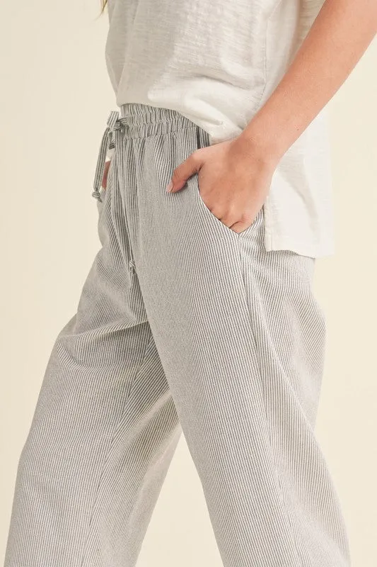 Aemi   Co Karina Striped Drawstring Linen Pants