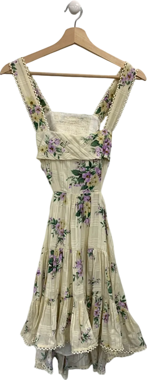 Alemais Cream Floral Midi Dress UK XS/S