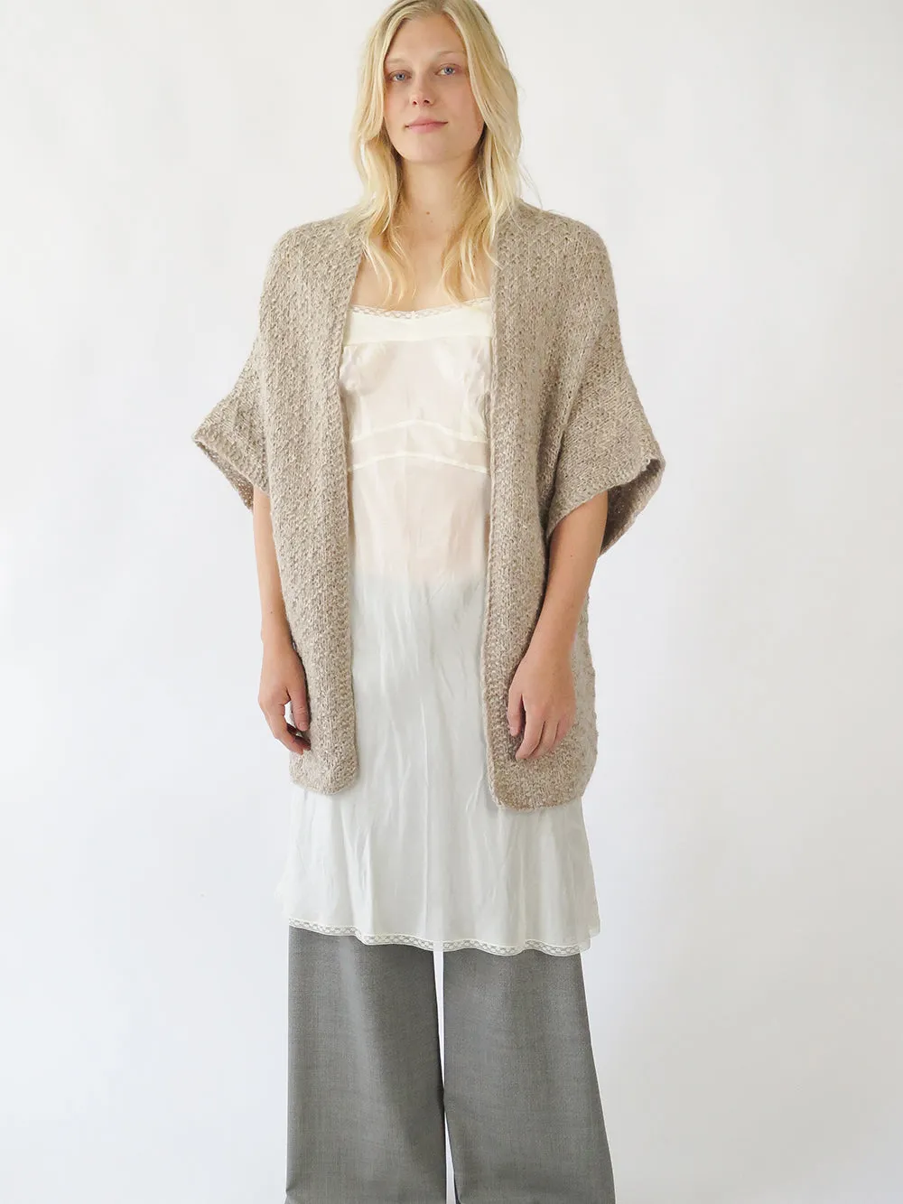 Alpaca Kimono Cardigan In Fawn