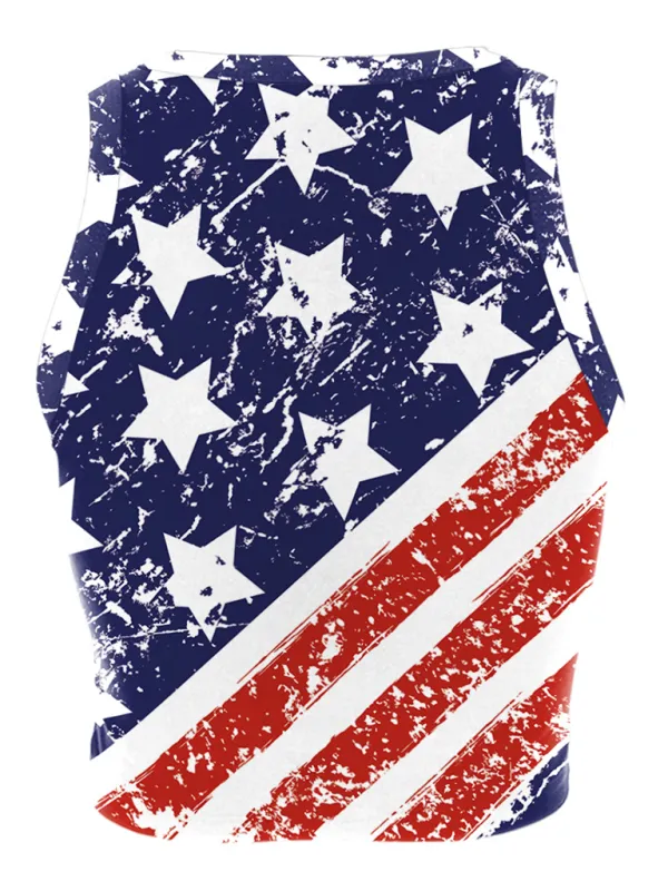 American Independence Day Flag Digital Print Sleeveless Off Shoulder Tank Top