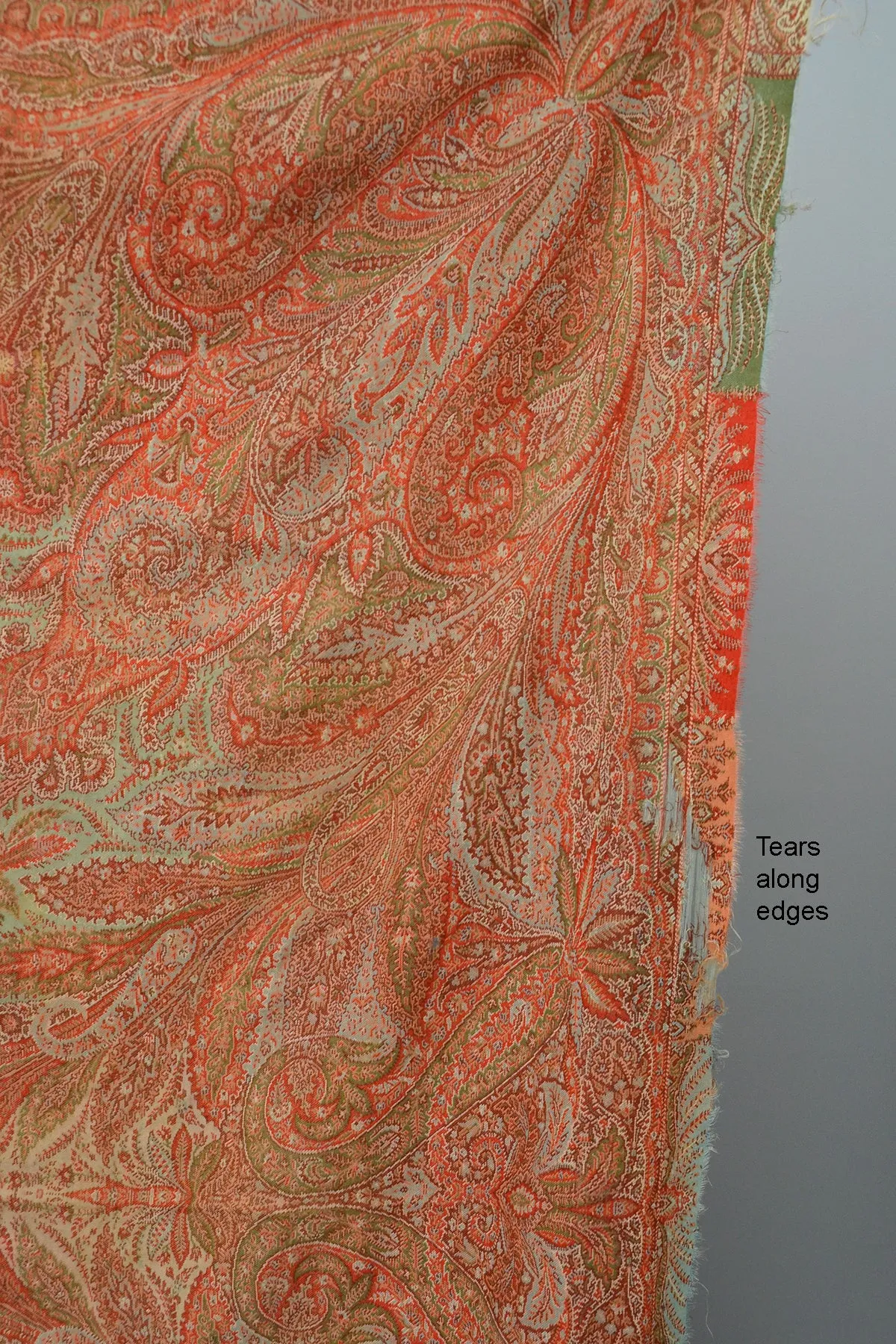 Antique Victorian Woven Paisley Shawl