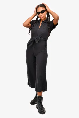 Apiece Apart Washed Black Denim Belted Jumpsuit Size 0