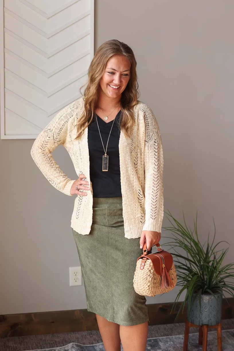 Apricot Open Front Cardigan