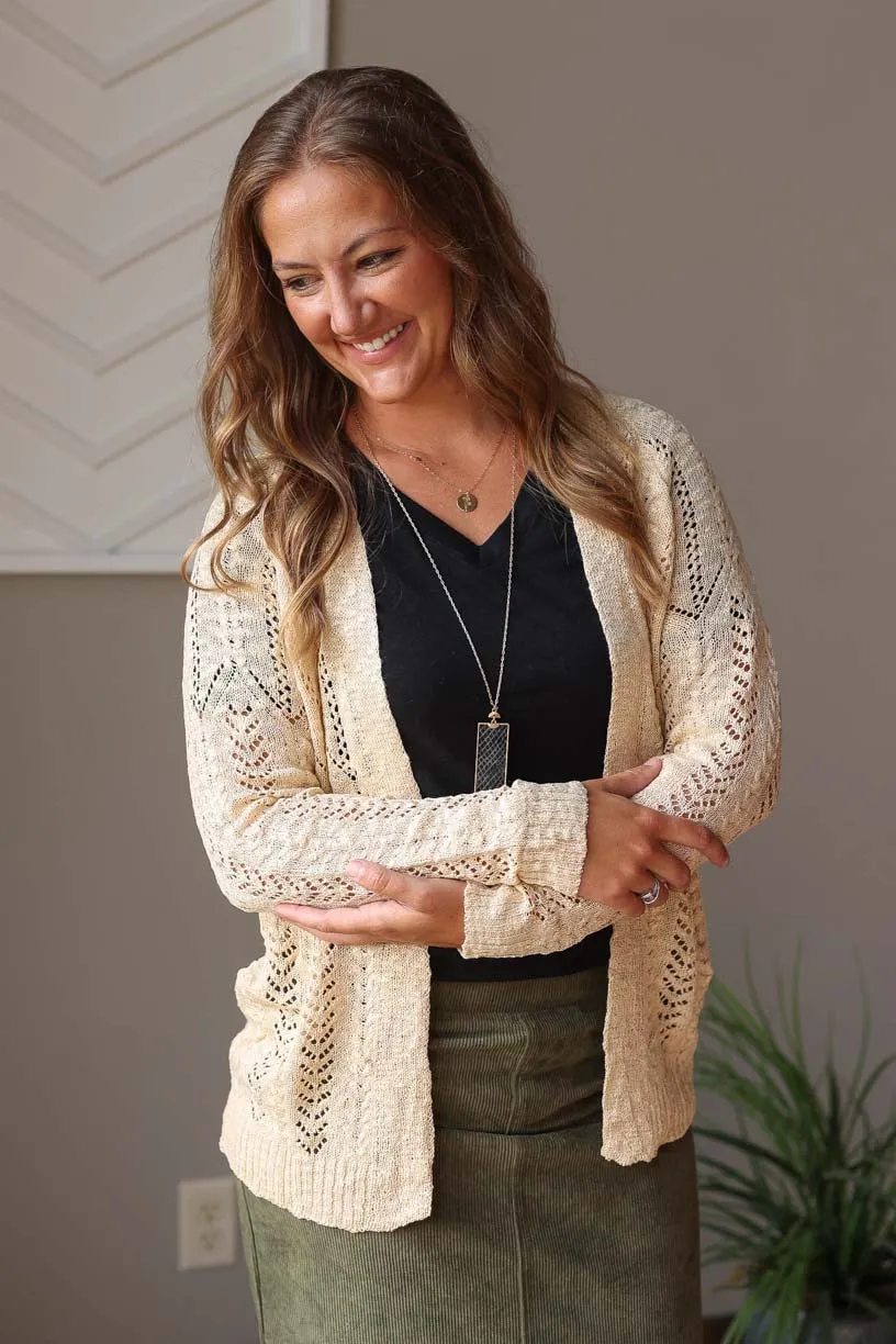 Apricot Open Front Cardigan