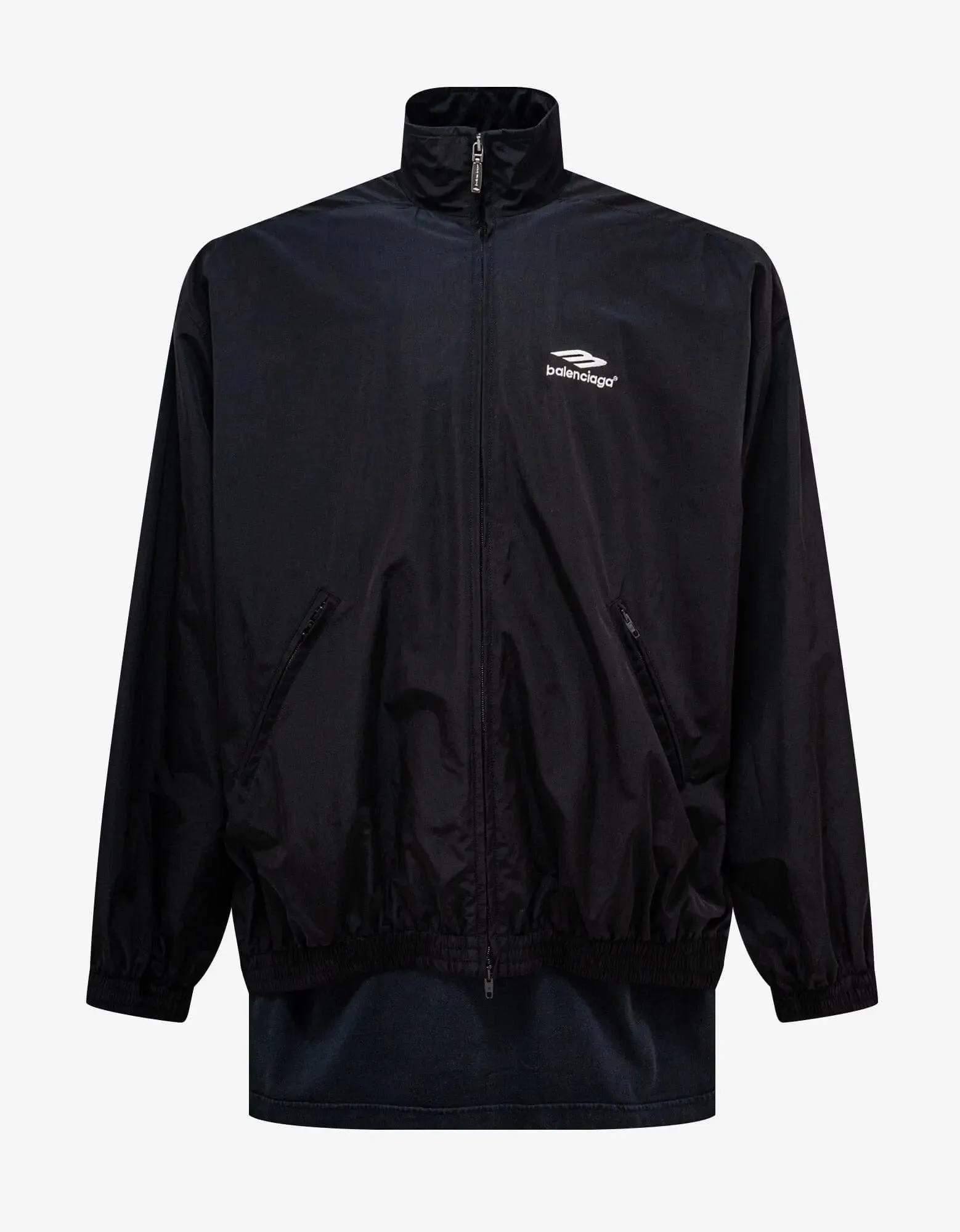 Stylish Balenciaga Black Patched Tracksuit Jacket with Distinctive Design