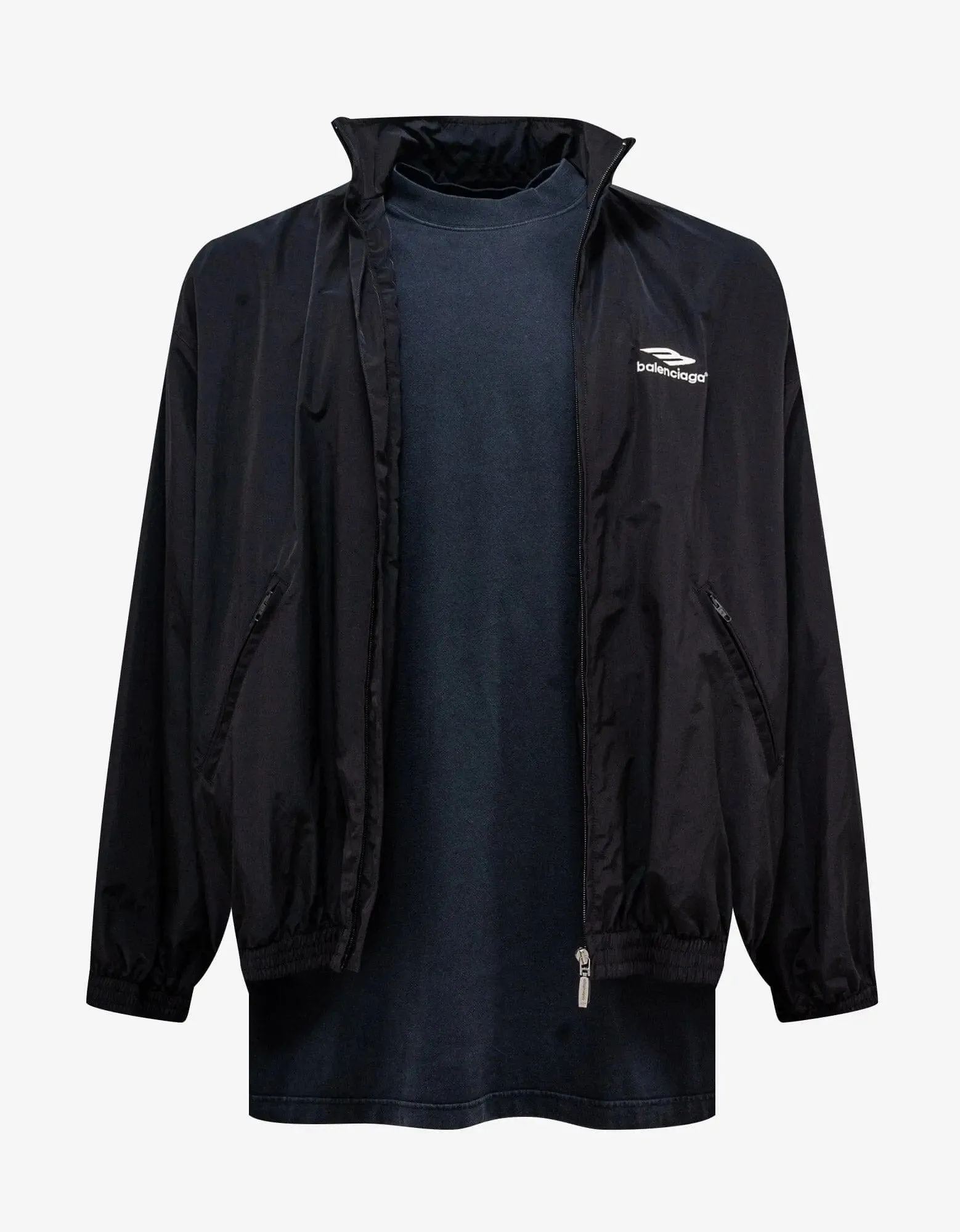 Stylish Balenciaga Black Patched Tracksuit Jacket with Distinctive Design