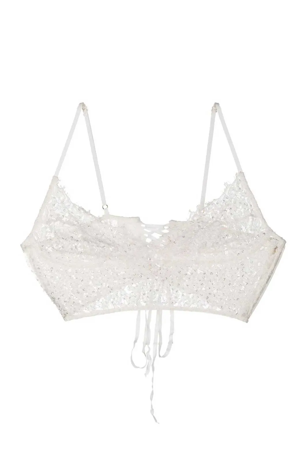 BEADED LACE LONGLINE BRA