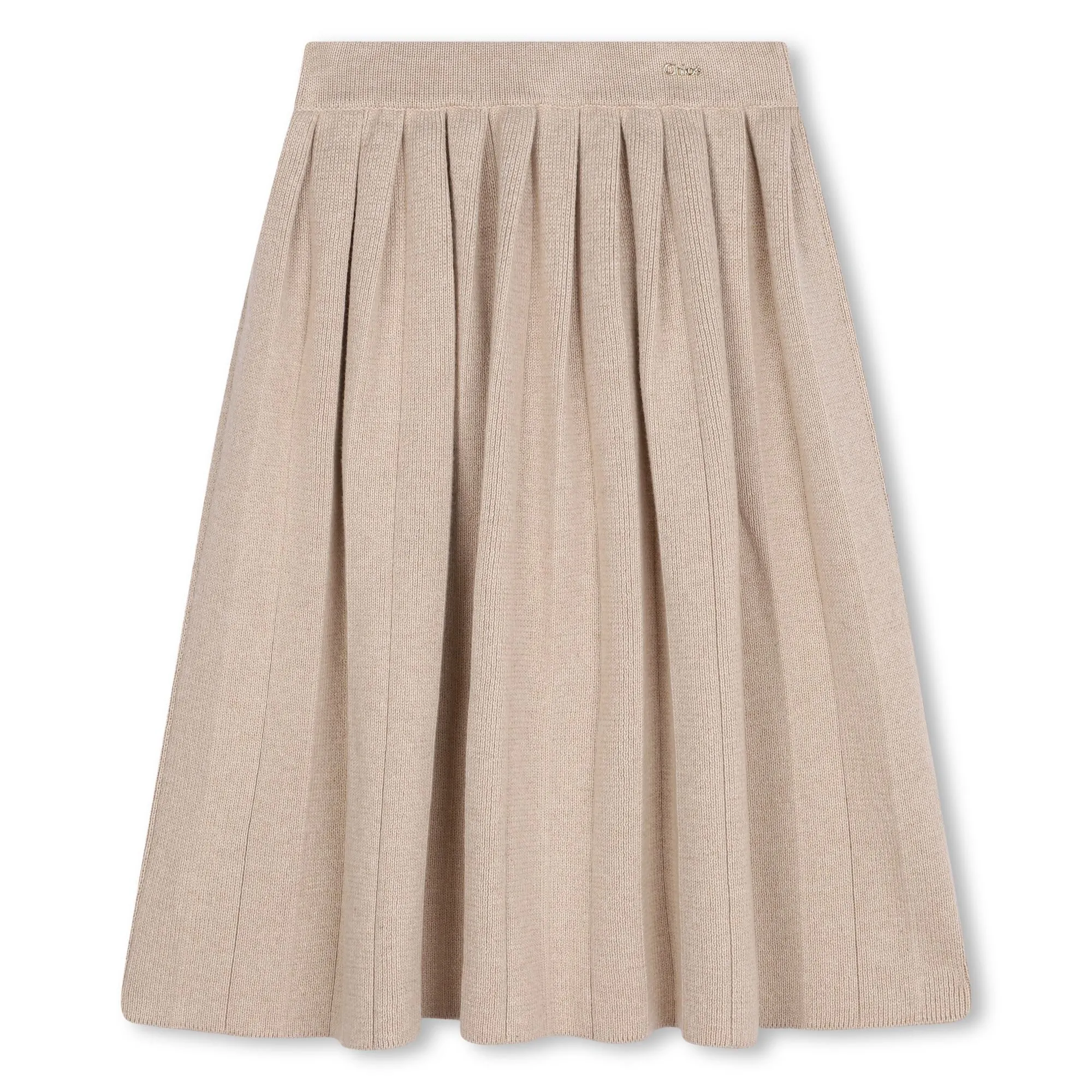 Beige Marl Pleated Skirt