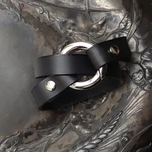 Bezel Leather Shawl Cuff