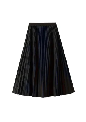 BLACK PLEATED MIDI SKIRT