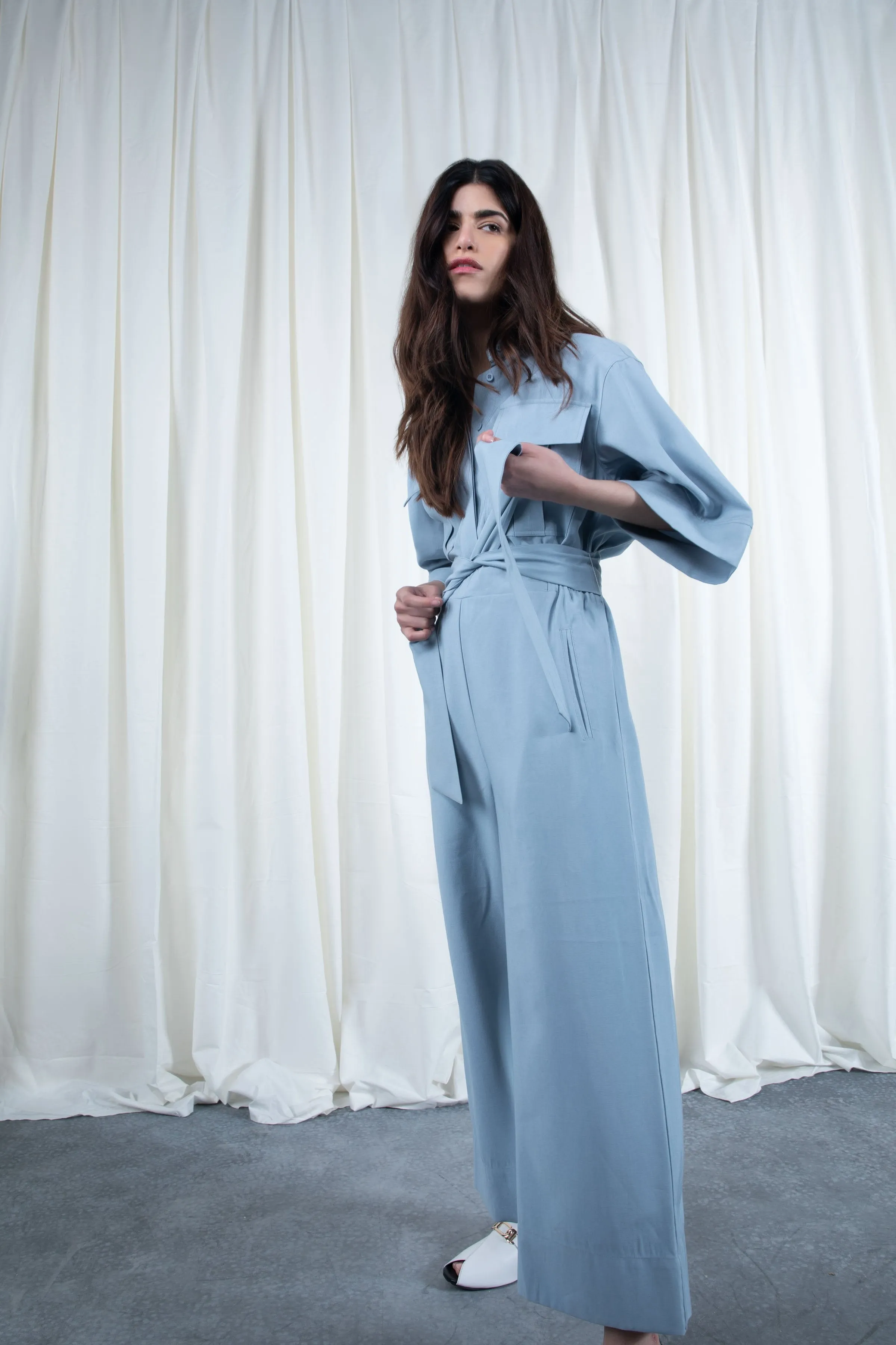 Blue Pocketed  Jumpsuit