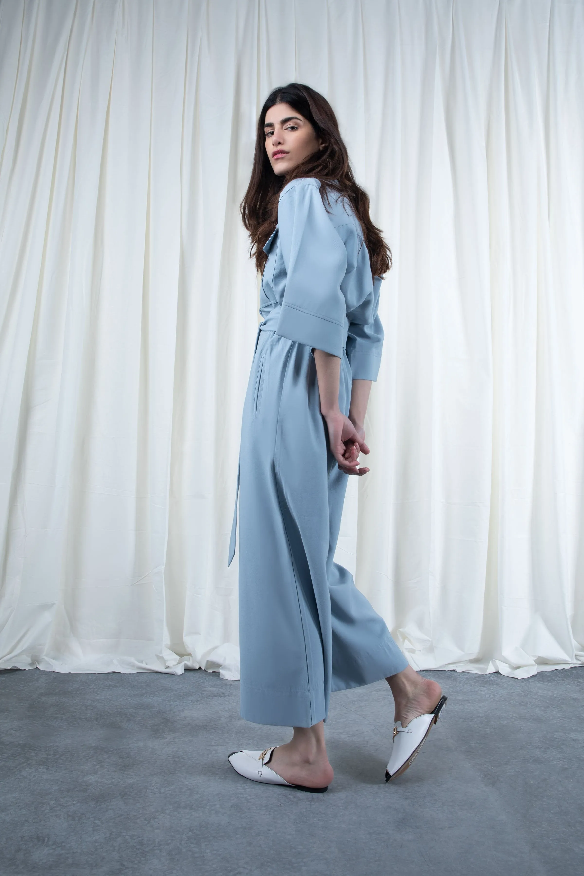 Blue Pocketed  Jumpsuit