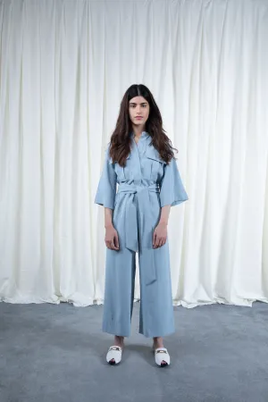 Blue Pocketed  Jumpsuit