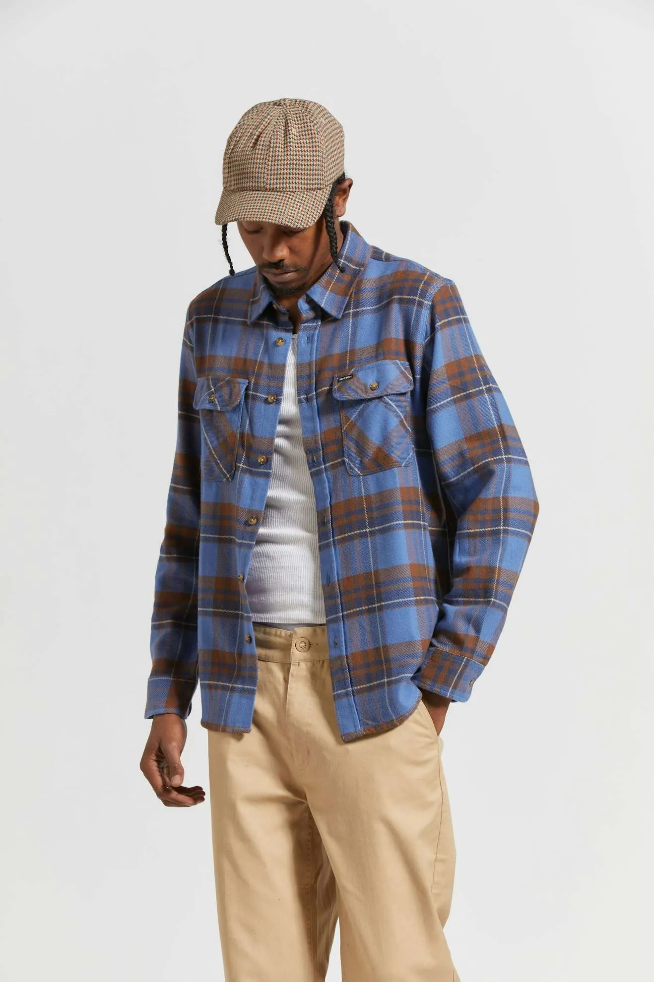 Bowery L/S Flannel - Bijoue Blue/Pinecone Brown/Washed Navy