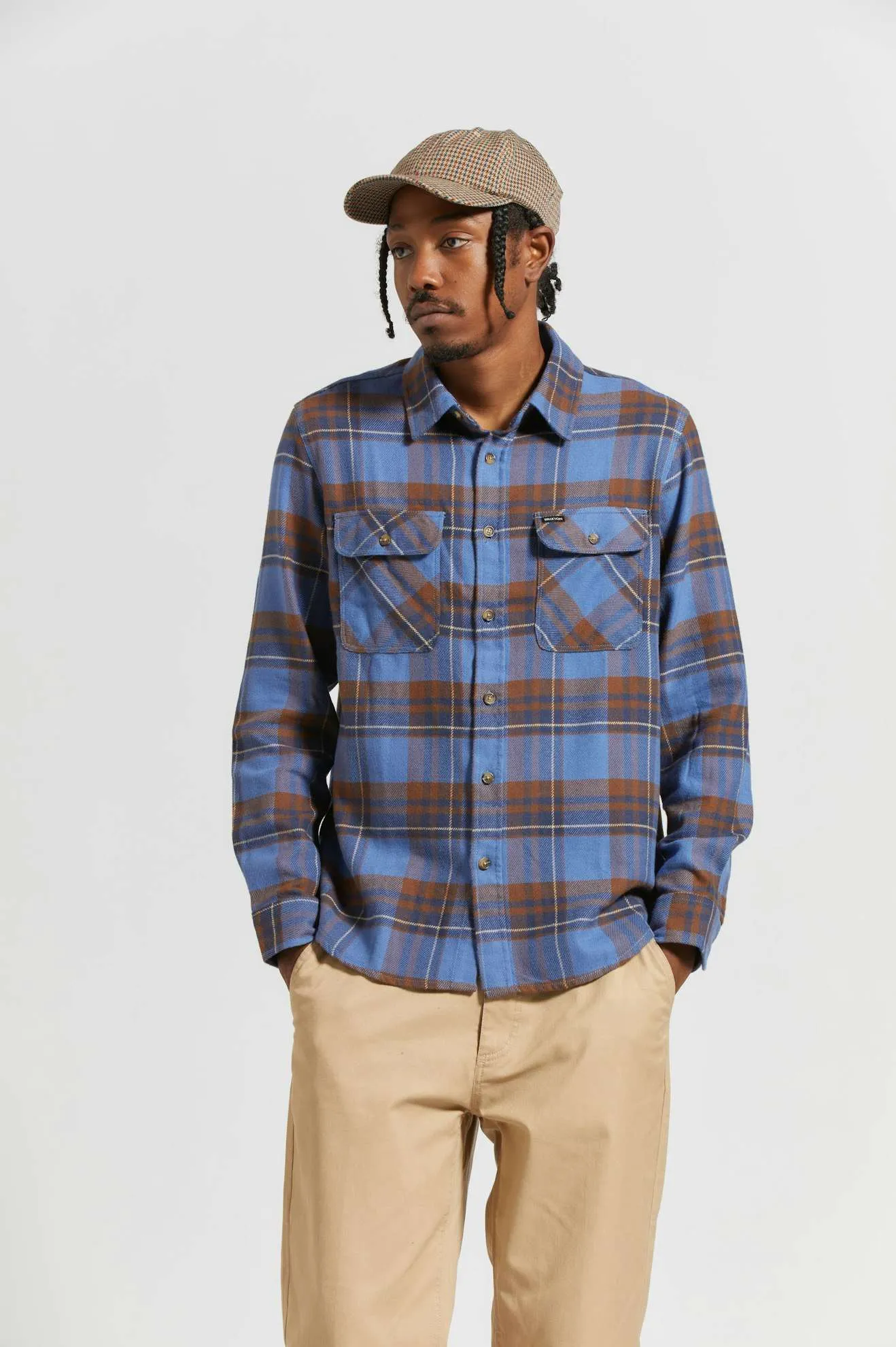 Bowery L/S Flannel - Bijoue Blue/Pinecone Brown/Washed Navy