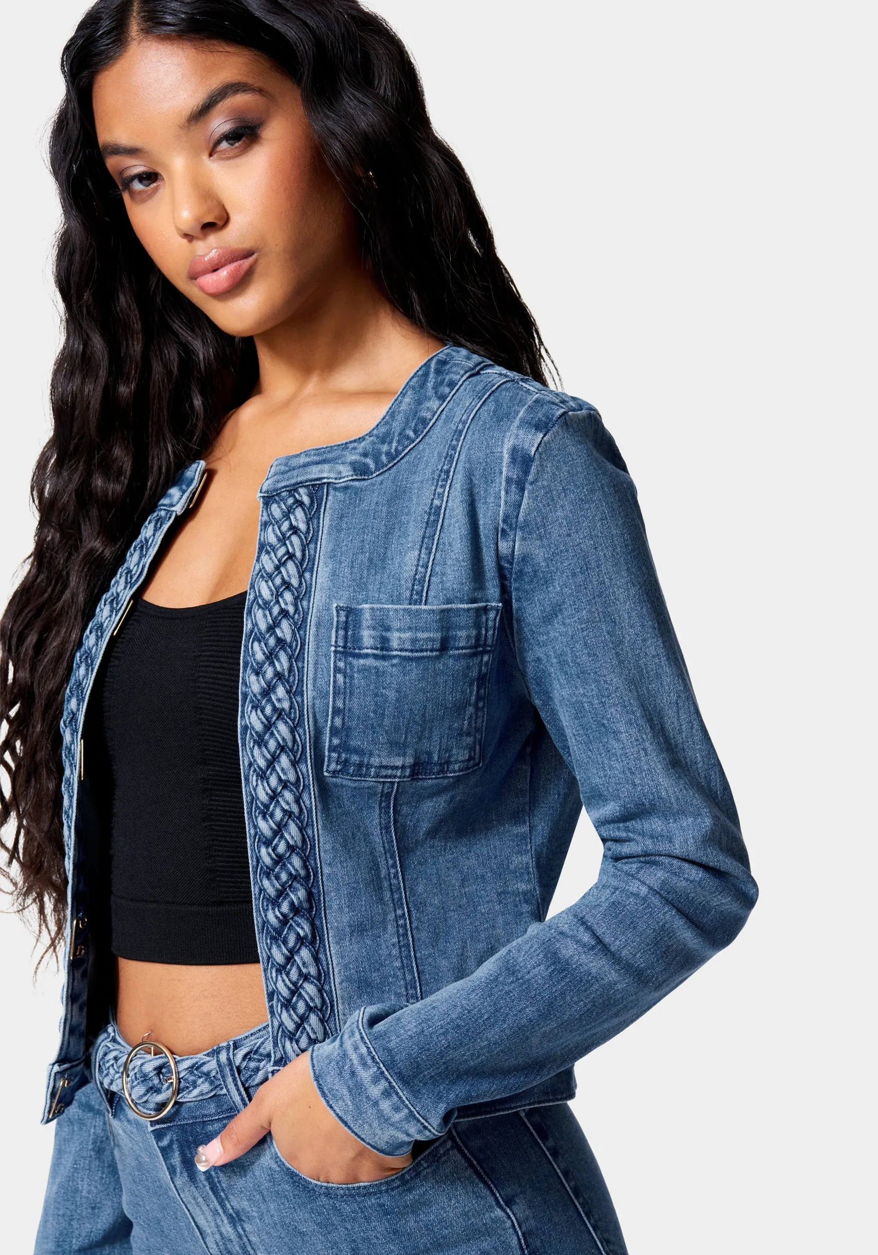 Braided Trim Denim Jacket