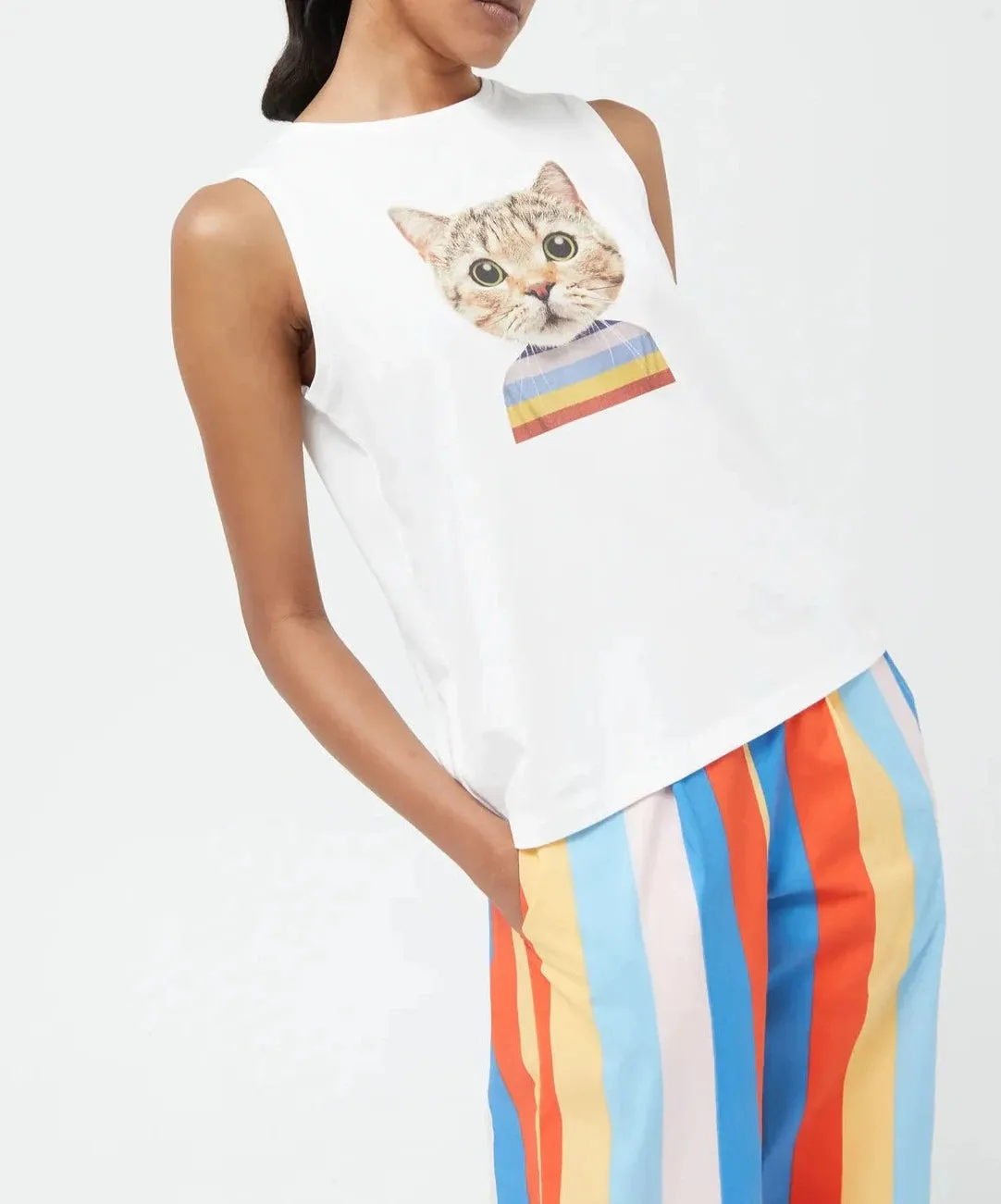 Cat Print Sleeveless Tank