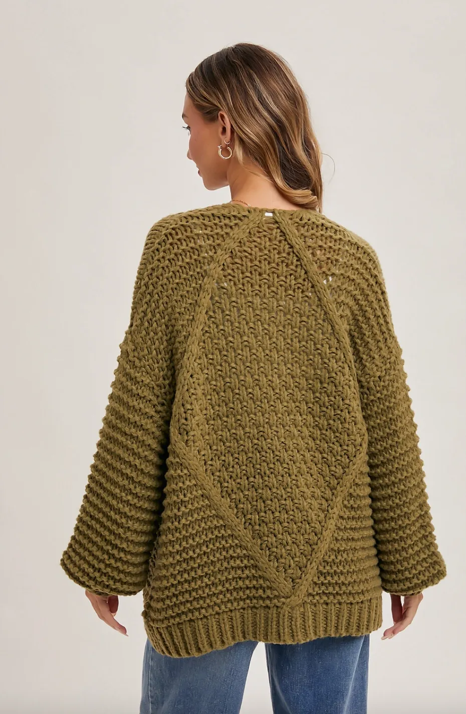 Chunky Cable Cardigan | Olive