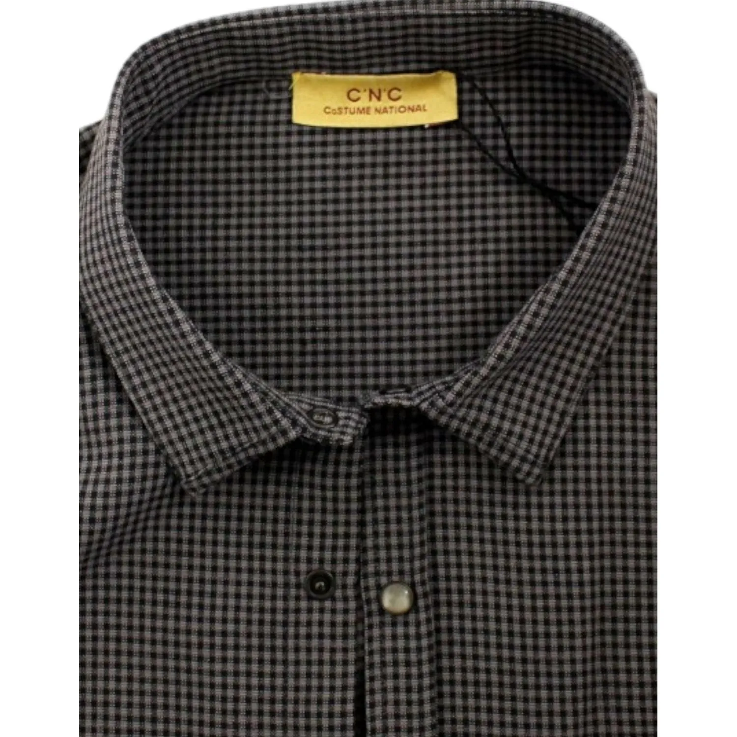 Costume National Chic Gray Checked Casual Linen Blend Shirt