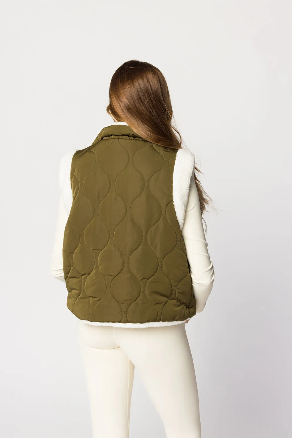 Dani Reversible Vest in Whisper White/Olive