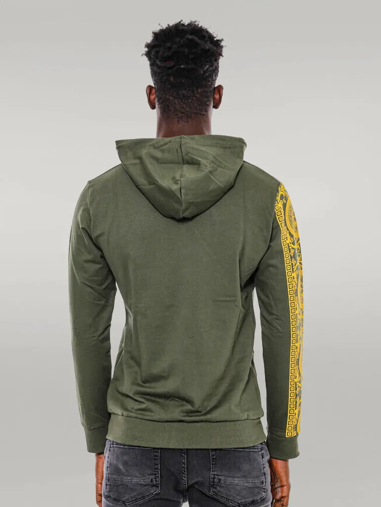 Dark Green Hooded Slim Fit Sweatshirt - Wessi