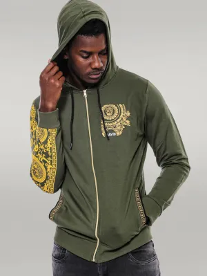 Dark Green Hooded Slim Fit Sweatshirt - Wessi