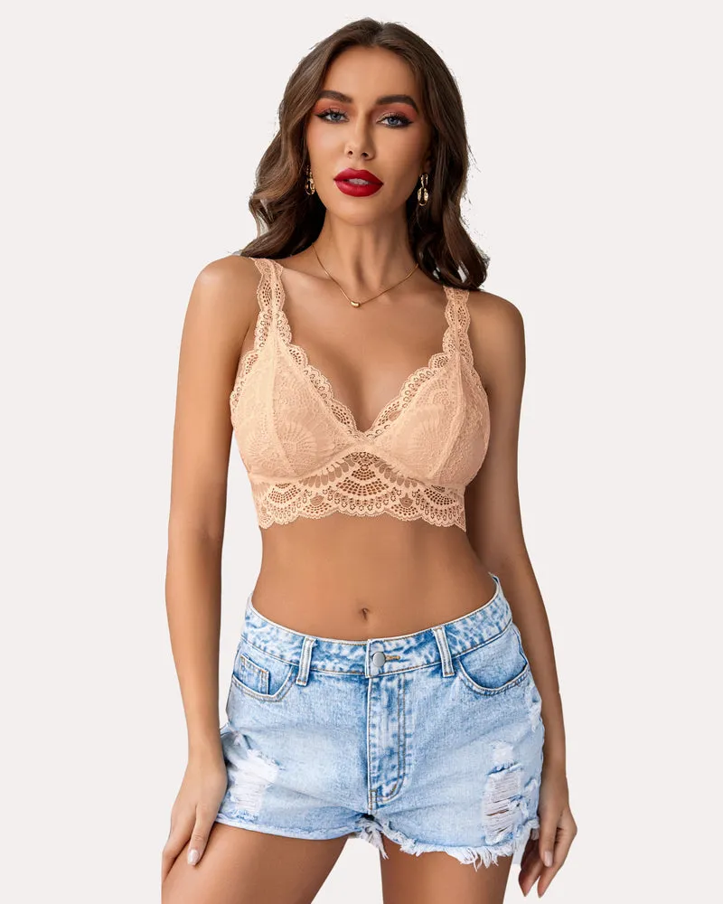 Deep Plunge Lace Bralettes Lined Bra