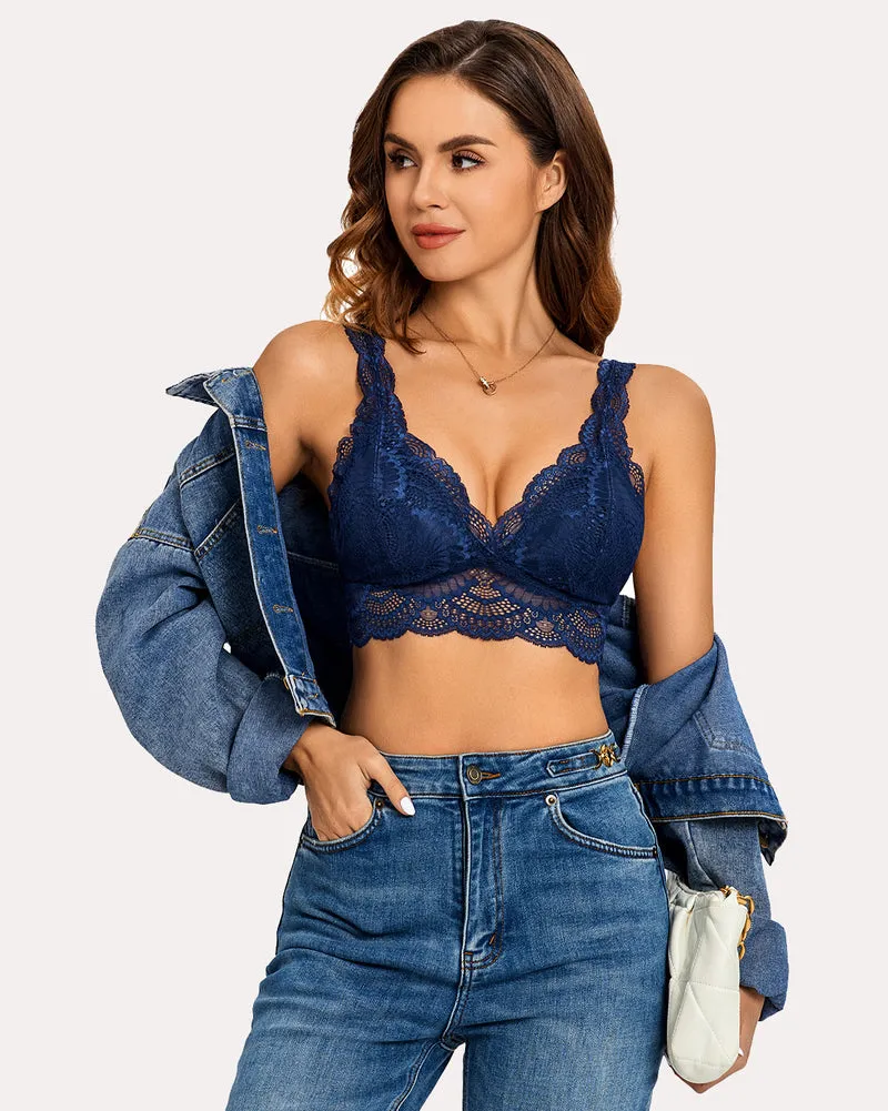 Deep Plunge Lace Bralettes Lined Bra