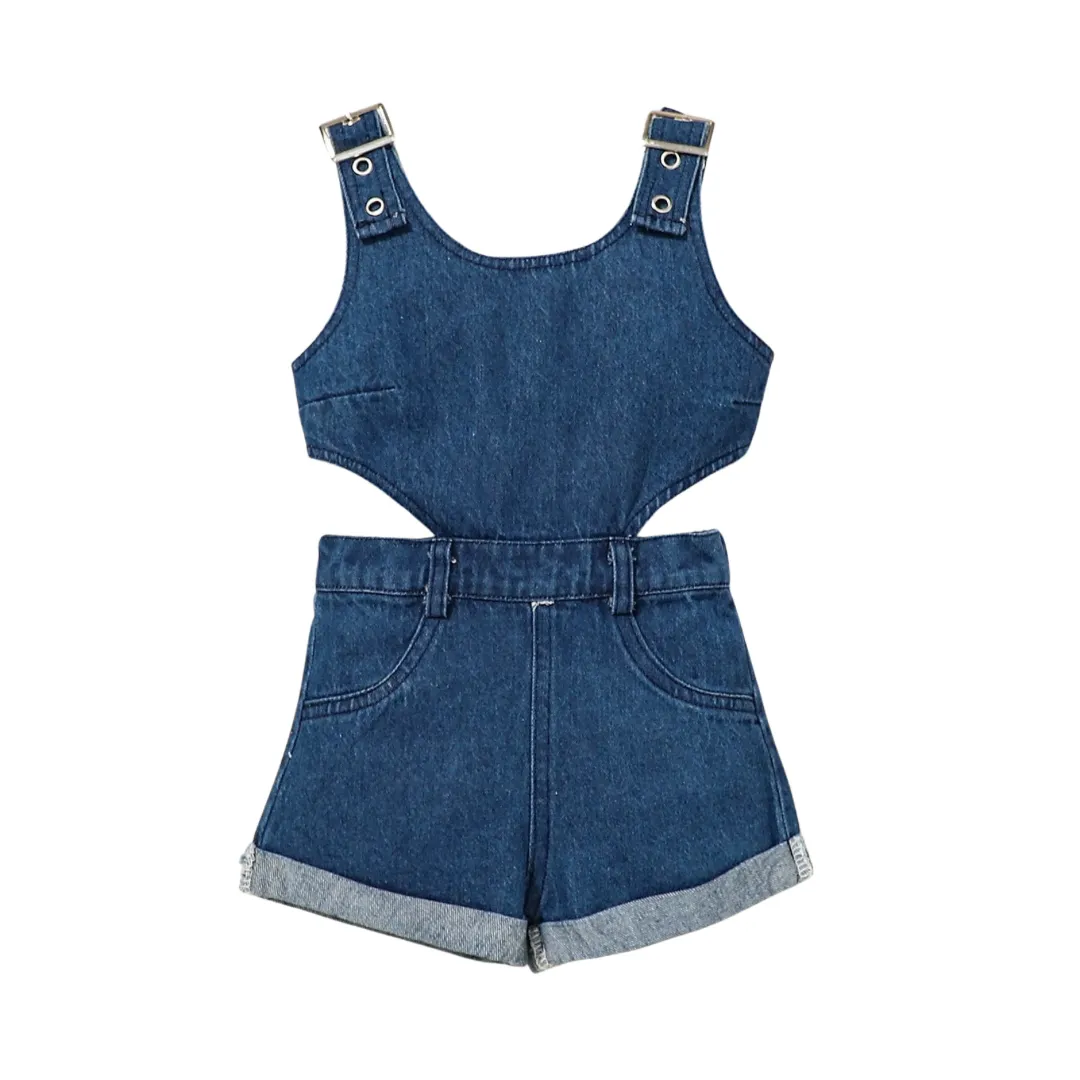 Denim Hollow Out Jumpsuit