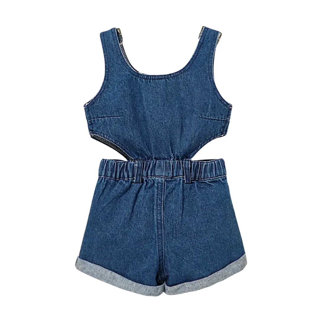 Denim Hollow Out Jumpsuit