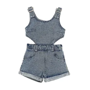 Denim Hollow Out Jumpsuit