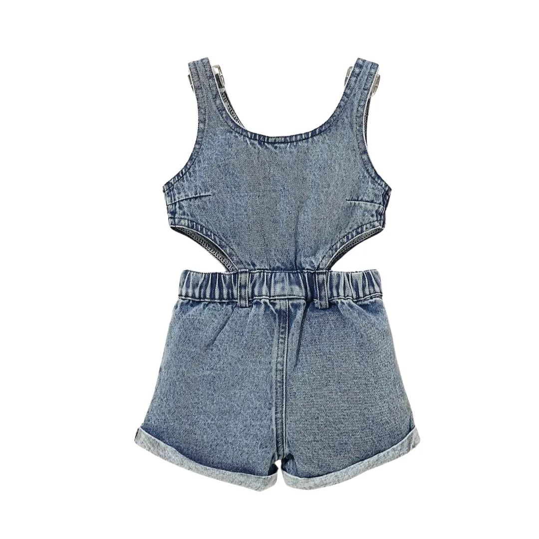 Denim Hollow Out Jumpsuit