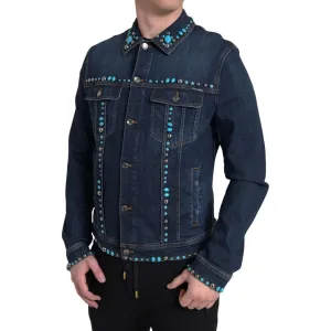 Dolce & Gabbana Embellished Turquoise Denim Jacket