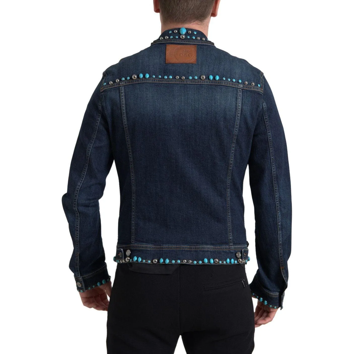 Dolce & Gabbana Embellished Turquoise Denim Jacket