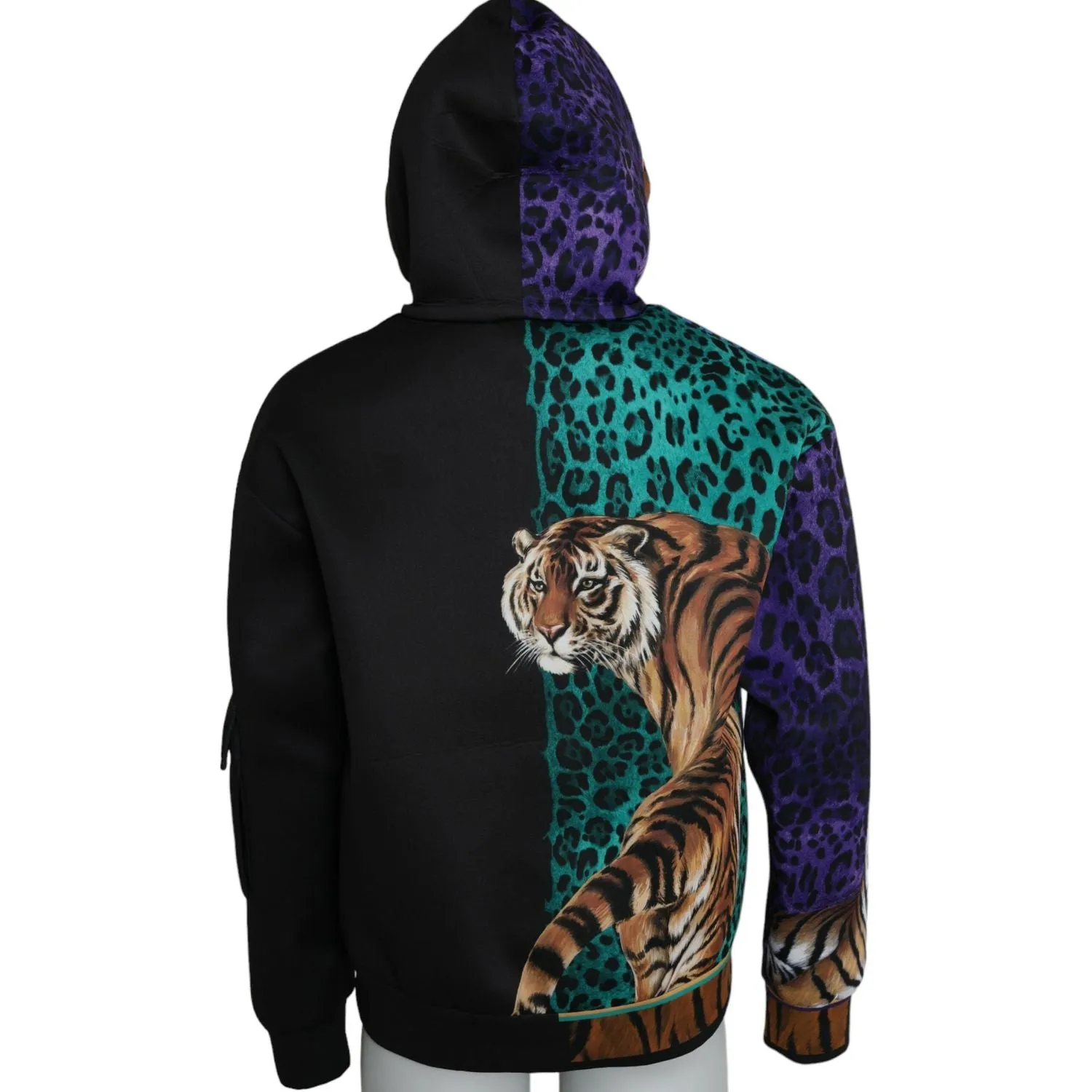 Dolce & Gabbana Multicolor Tiger Hooded Sweatshirt Sweater