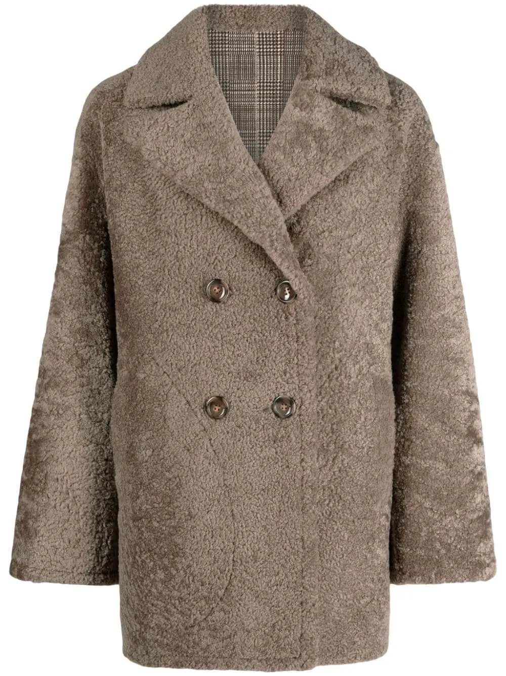 double-breasted shearling peacoat