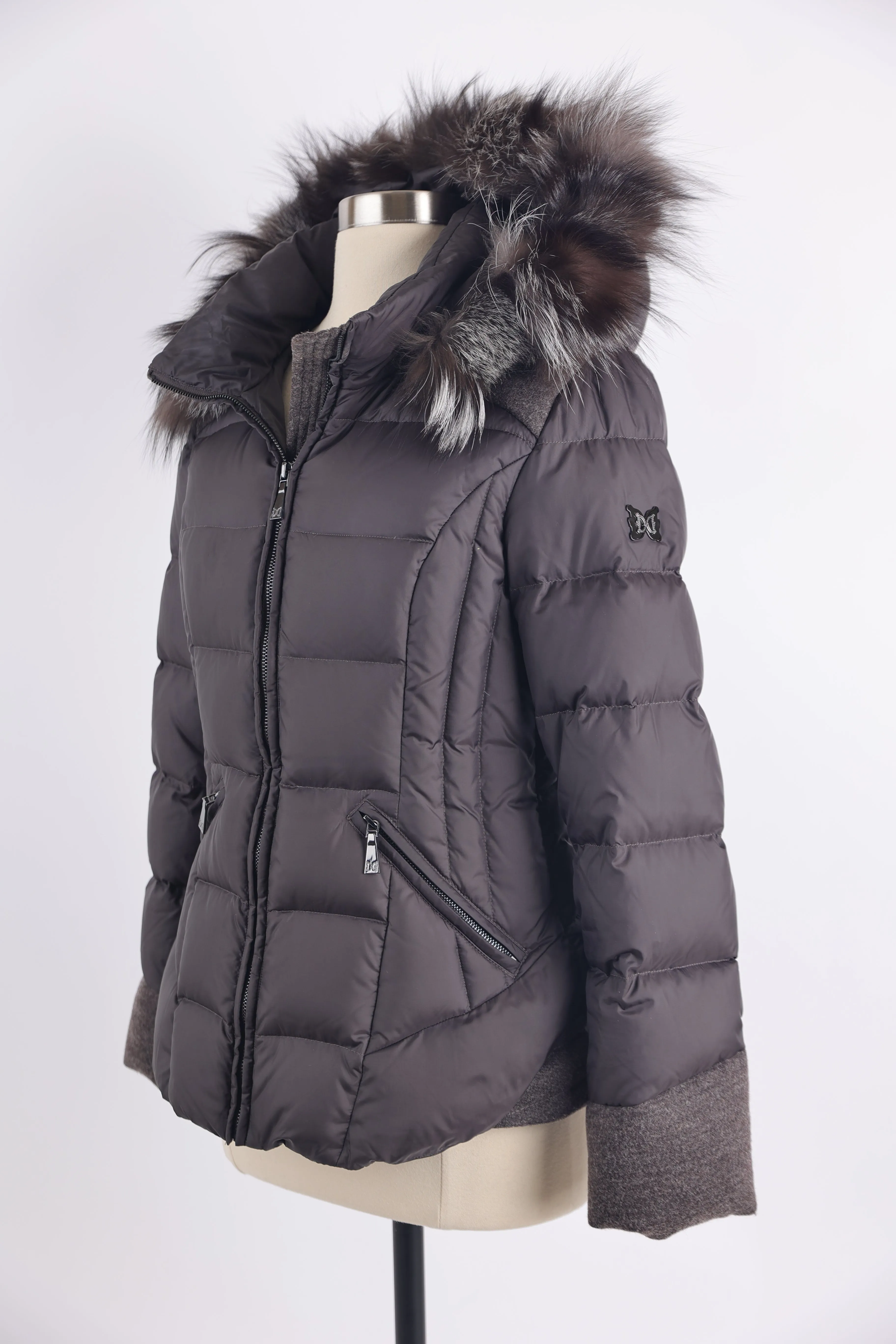 Down Puffer Jacket W/ Fur hood & Wool Trim