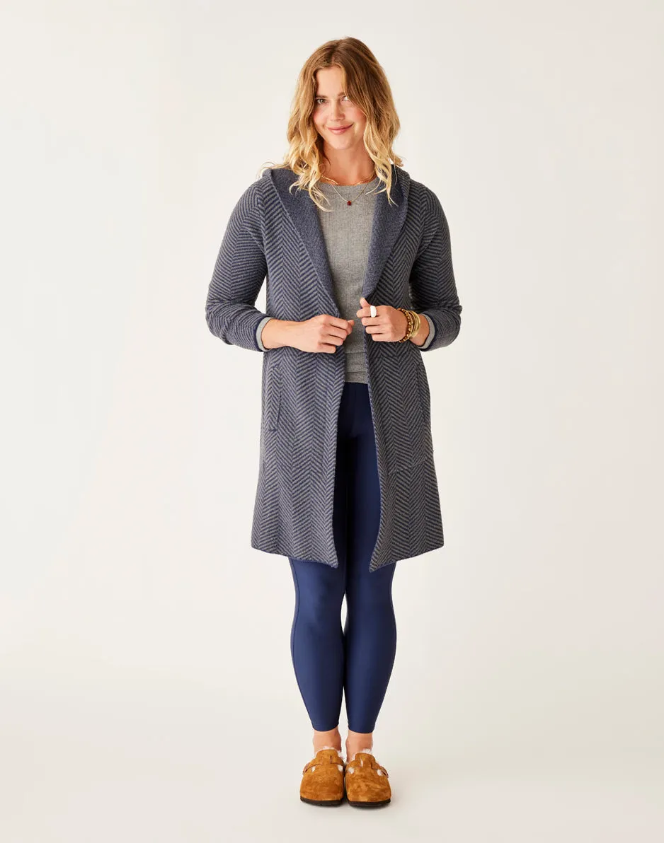 Durango Plush Cardigan: Navy Herringbone