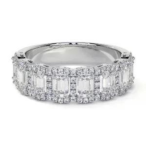 Emerald Cut Diamond Eternity Band with Halo, 2.2 CT