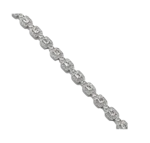 Emerald Cut Pave Diamond Tennis Bracelet, 3.12 CT