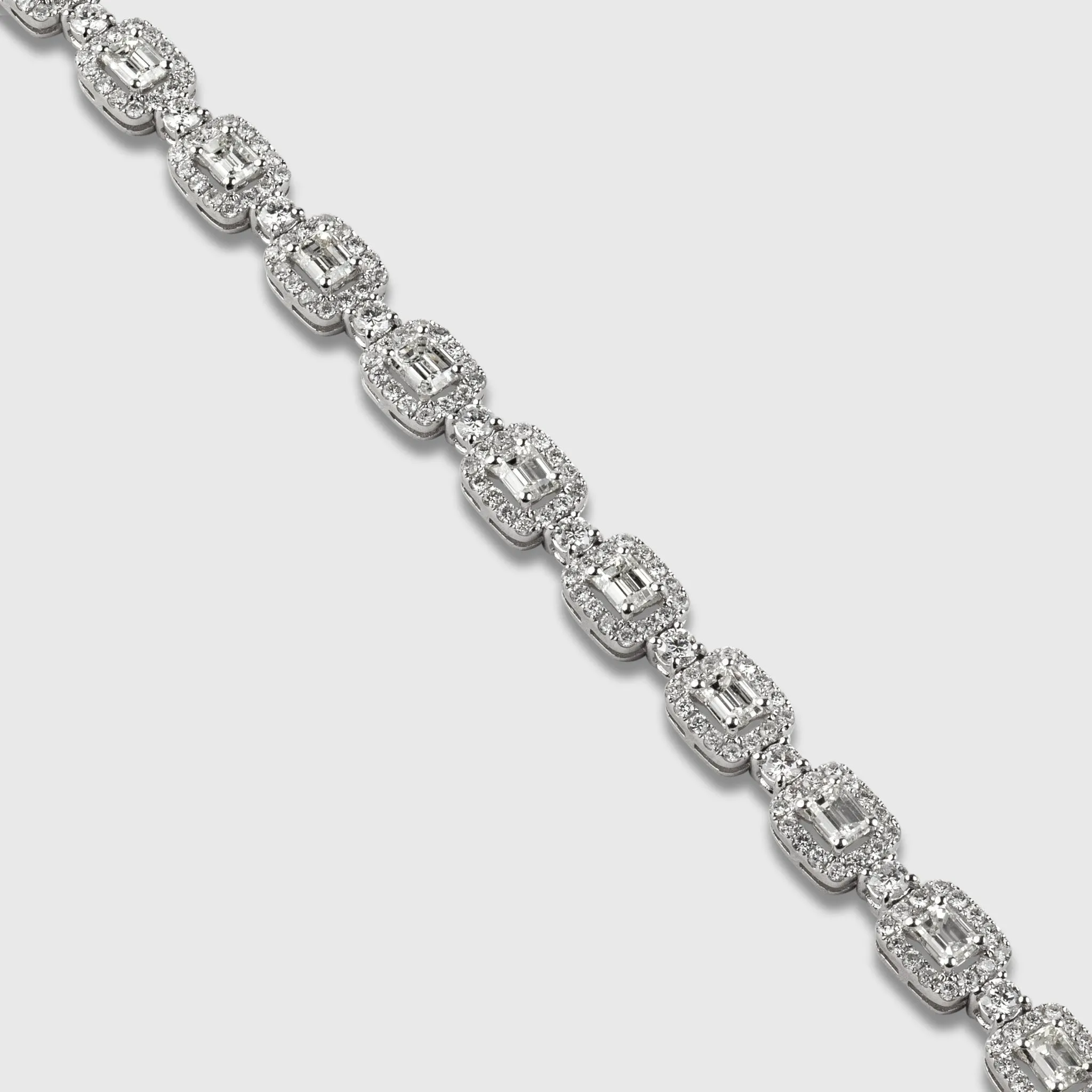 Emerald Cut Pave Diamond Tennis Bracelet, 3.12 CT