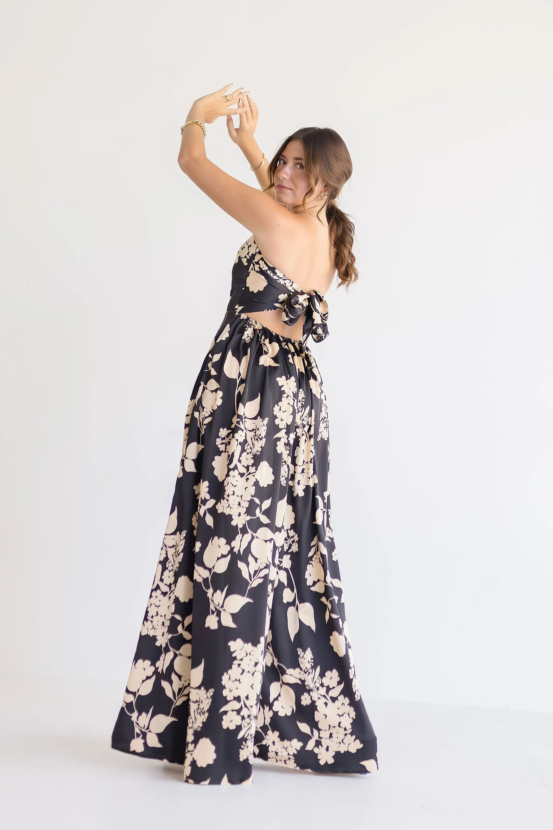 Francis Sleeveless Floral Print Wide Leg Jumpsuit Black