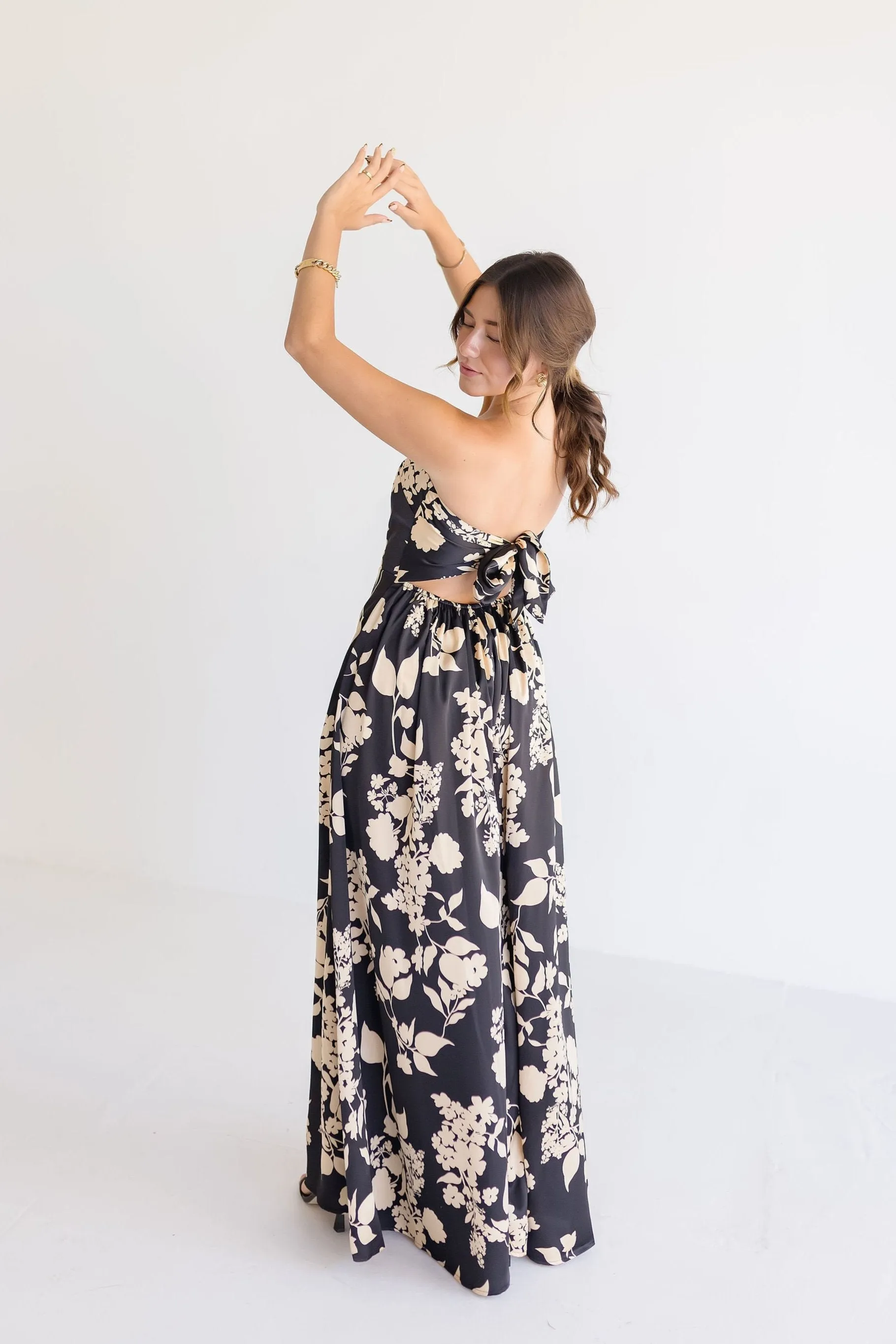 Francis Sleeveless Floral Print Wide Leg Jumpsuit Black