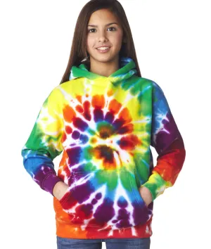 gildan tie-dye youth hooded sweatshirt - rainbow (l)